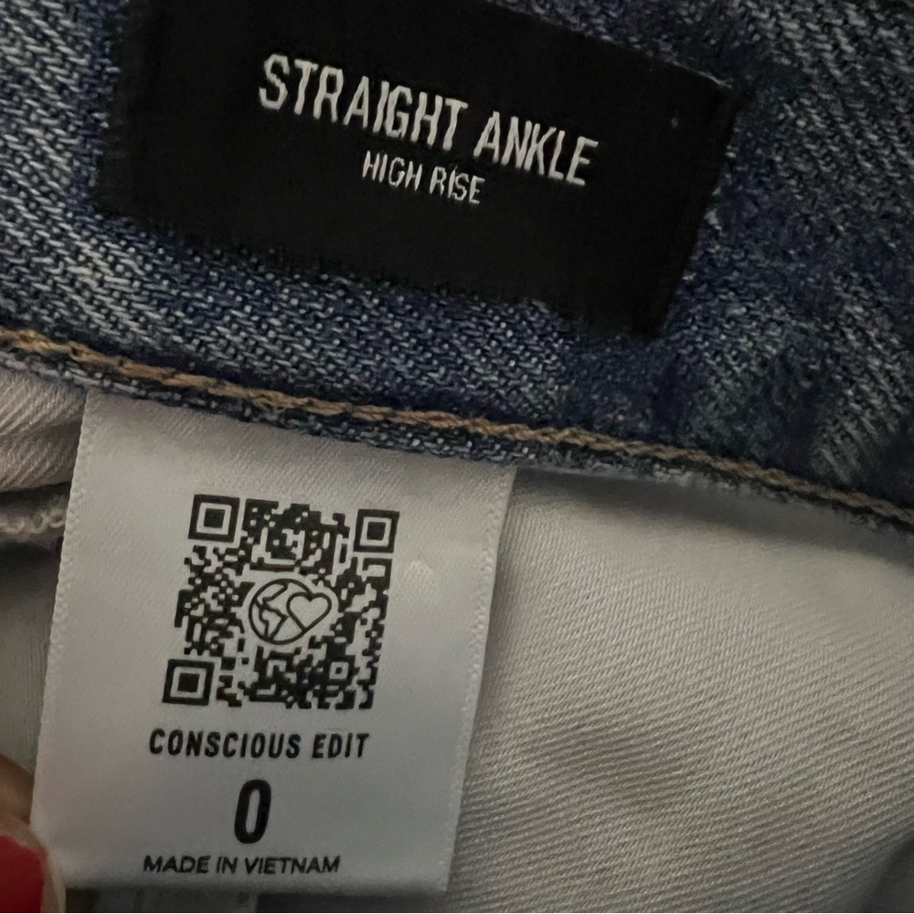 Express Jeans Size 0 Straight Ankle High Rise Ripped - Picture 7 of 9